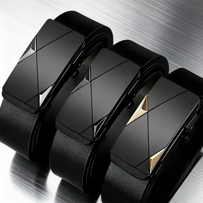 Ceinture noire à boucle automatique pour hommes
