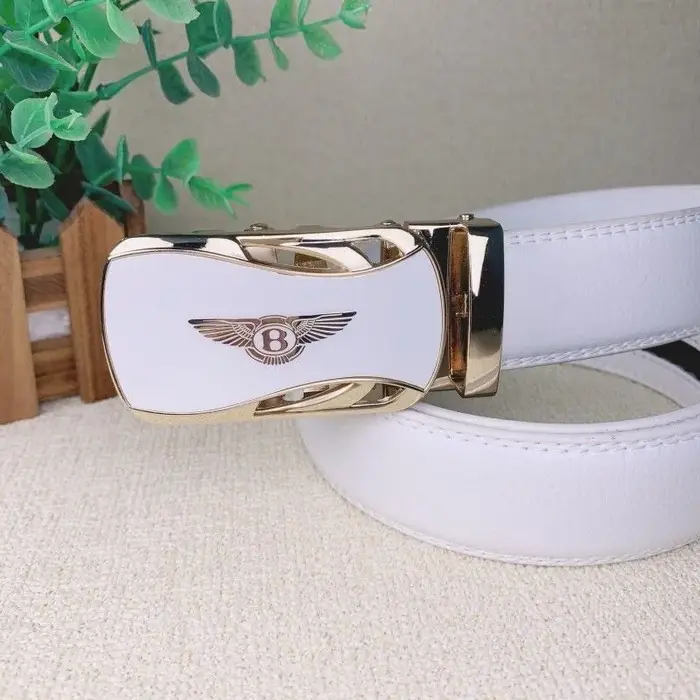 Bentley LOGO Ceinture en cuir blanc pour hommes boucle automatique jeunesse