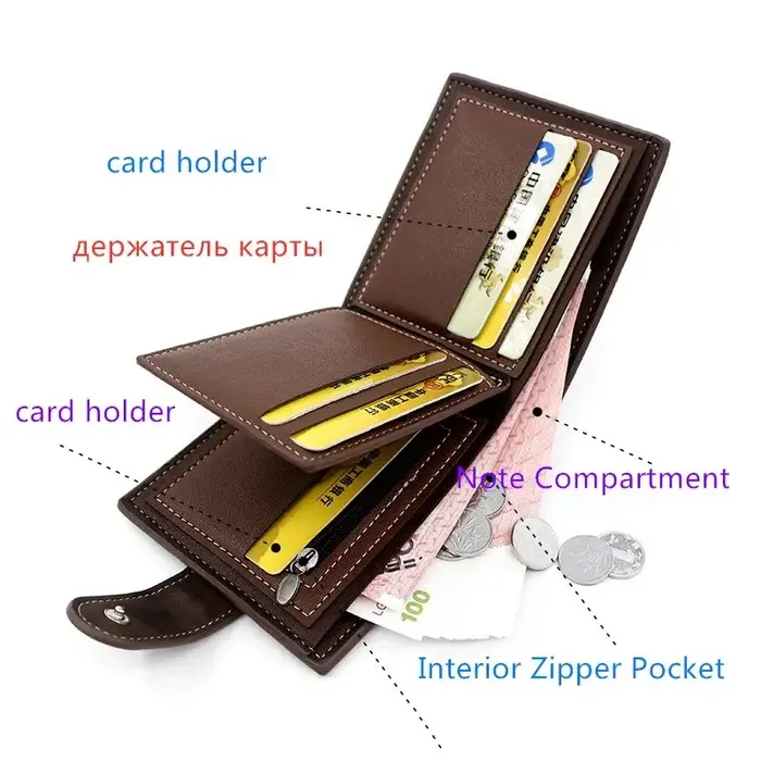 Portefeuille en cuir PU avec moraillon pour homme