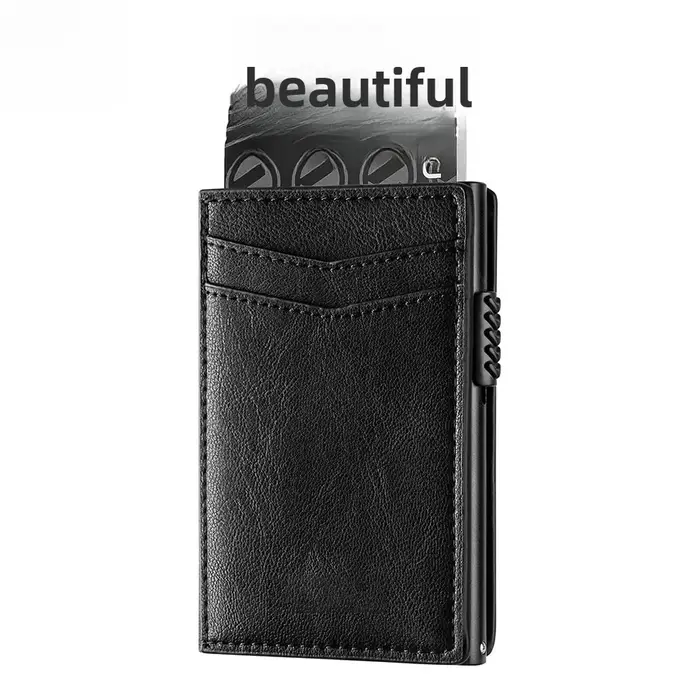 Porte-cartes en métal à ouverture latérale pour homme, ultra-fin, multi-emplacements, style européen