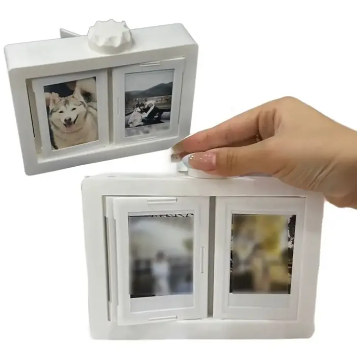 Porte-cartes photo rotatif 3D transparent