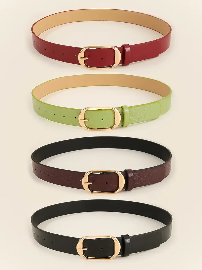 Ceinture à boucle en métal doré pour femme