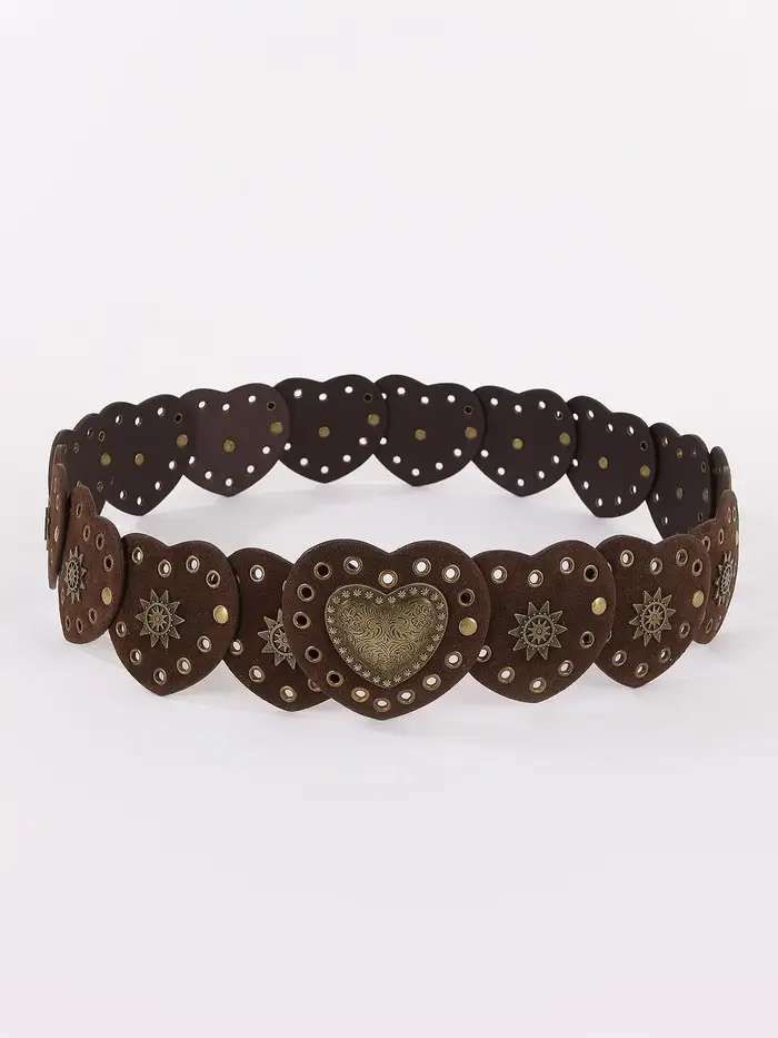 HERSHINE Ceinture 1 pièce en daim rétro à motifs de cœur pour femme, accessoire de robe de style boh