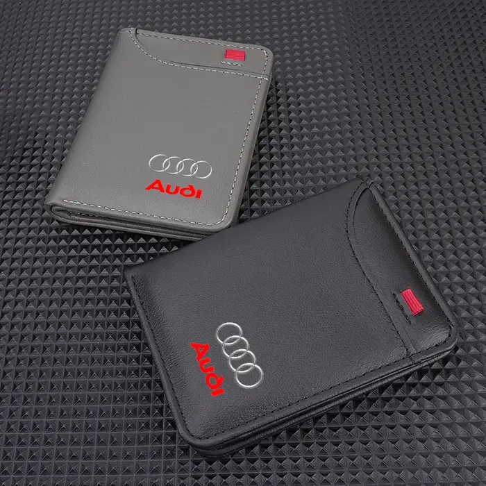 Portefeuille en cuir pour hommes avec logo de voiture