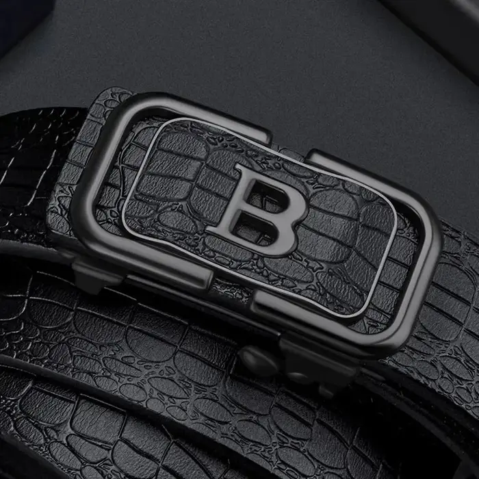 Ceinture à boucle automatique motif Crocodile pour hommes