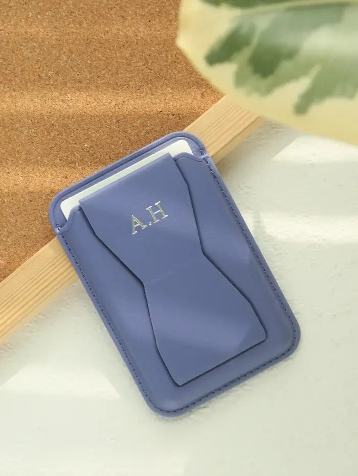 Portefeuille personnalisé avec nom en or, support de téléphone, anneau de maintien, support magnétiq