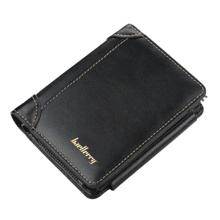 Portefeuille pour homme Baellerry en cuir PU avec fermeture éclair de haute qualité, porte-monnaie vintage, design court, porte-cartes, sac à main pour homme