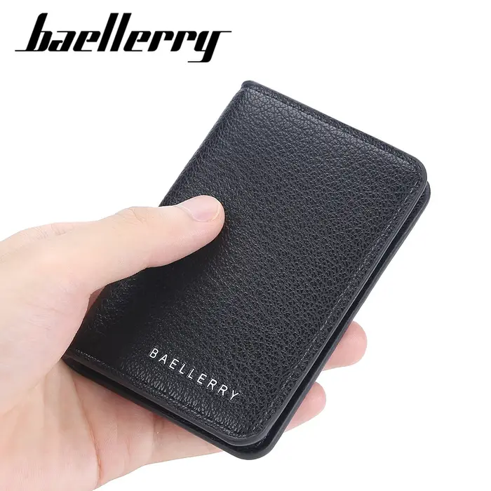 Baellerry mince Compact marque de luxe portefeuille hommes en cuir souple porte-cartes de crédit