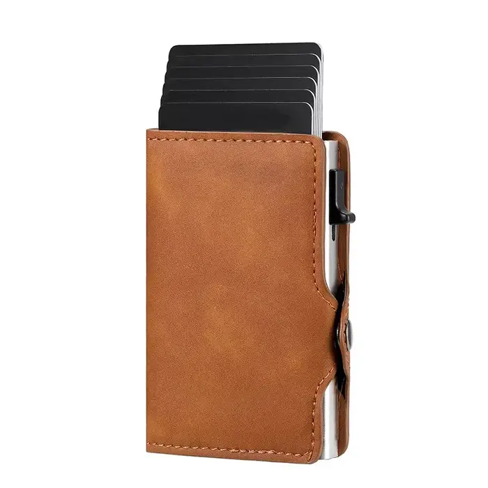 Porte-cartes en fibre de carbone pour hommes, blocage RFID, portefeuille intelligent en métal fin et