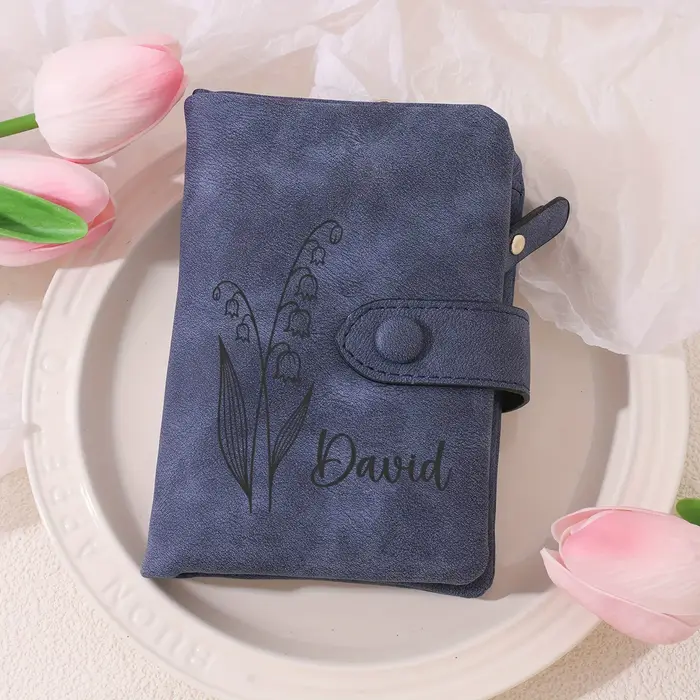 Portefeuille pour femme en cuir PU imperméable et léger avec nom personnalisé - Personnalisé avec mo