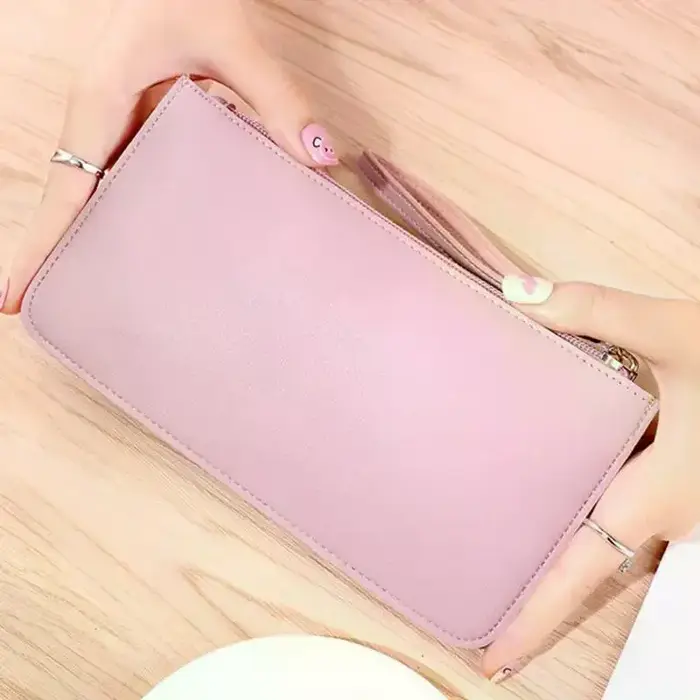 Portefeuille long en cuir PU souple pour femmes