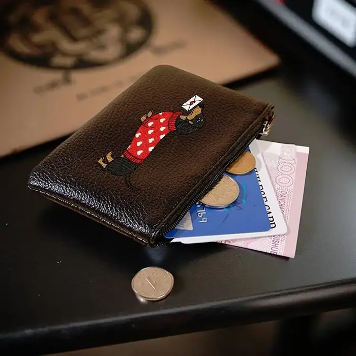 Porte-monnaie en cuir PU avec fermeture éclair