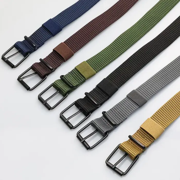 Nouvelles ceintures en toile à boucle ardillon poreuse pour hommes