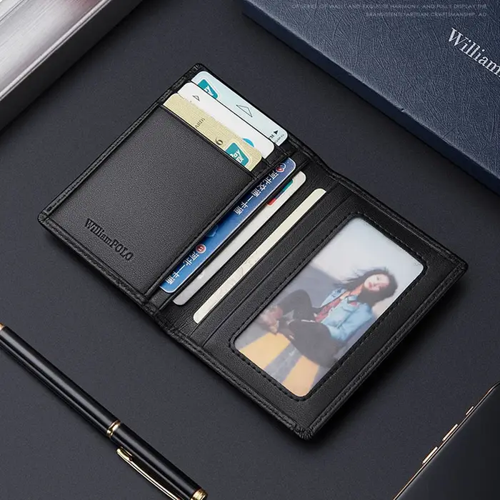 WILLIAMPOLO – portefeuille en cuir véritable pour hommes