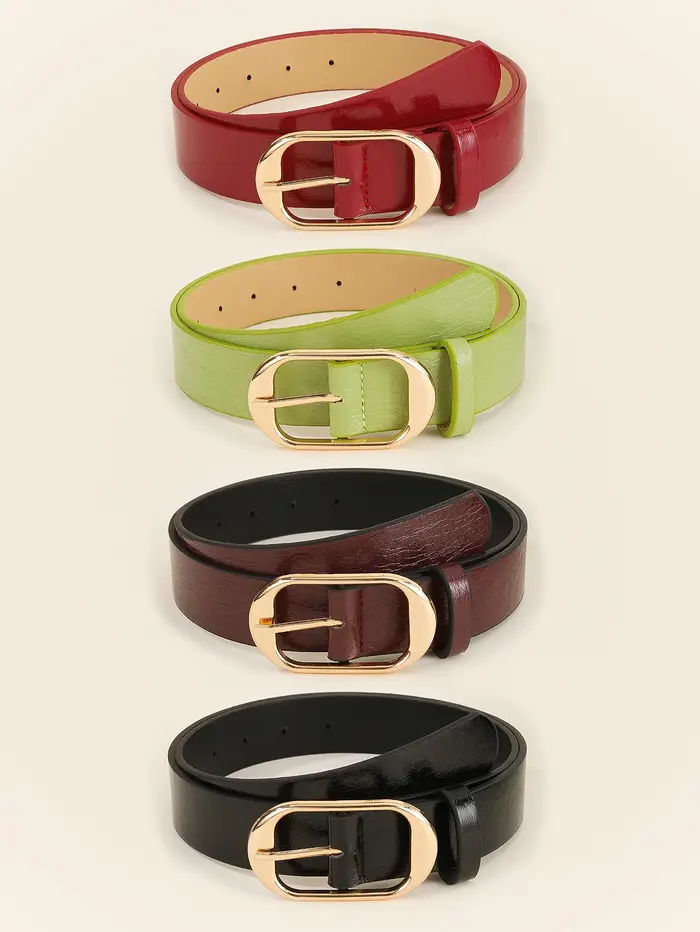 Ceinture à boucle en métal doré pour femme