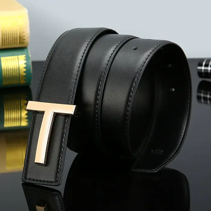 Nouvelle ceinture homme large 38 mm 2026, style célèbre, boucle métallique, ceinture de marque en cu