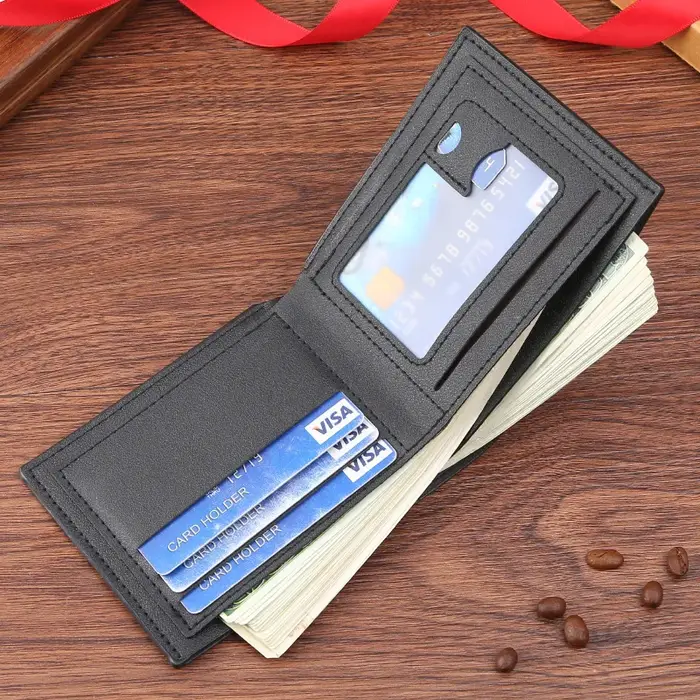 Portefeuille court en cuir souple pour hommes