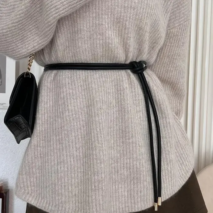 Ceinture fine en cuir sans trous