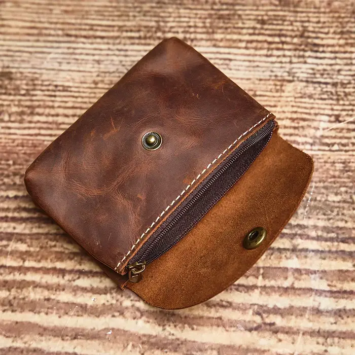 NUPUGOO – porte-monnaie rétro en cuir véritable pour hommes