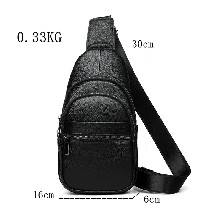 Sac à main en cuir de vachette multi-poches pour hommes