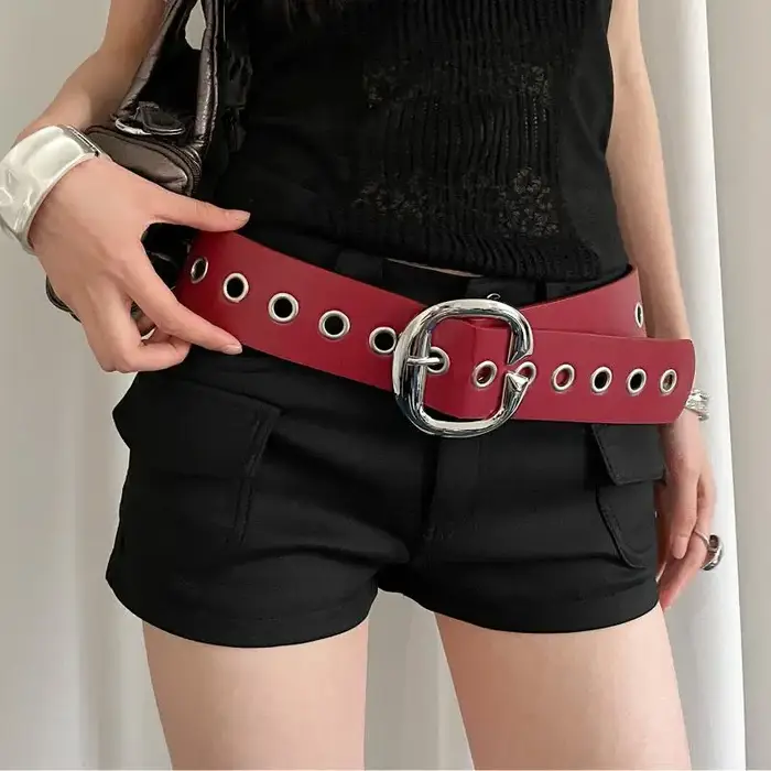 Ceinture large en cuir PU pour femme, 1 pièce, Design de Style Punk, personnalité Y2k, sens avancé a