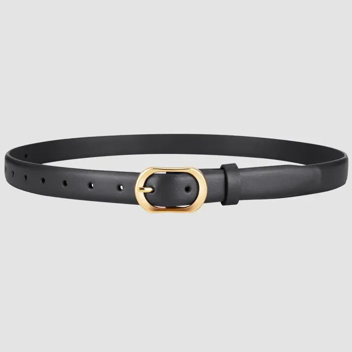 Ceinture en cuir PU pour femmes, boucle ardillon dorée, Style rétro, ceinture en jean polyvalente pe