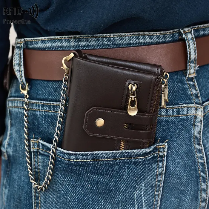 Portefeuille à double fermeture éclair pour hommes