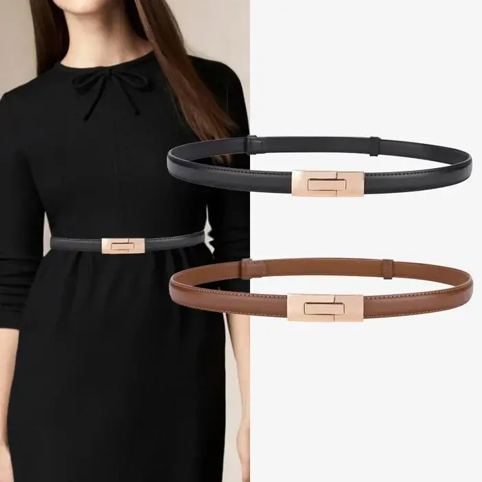 Ceinture fine en cuir de vache souple pour femmes