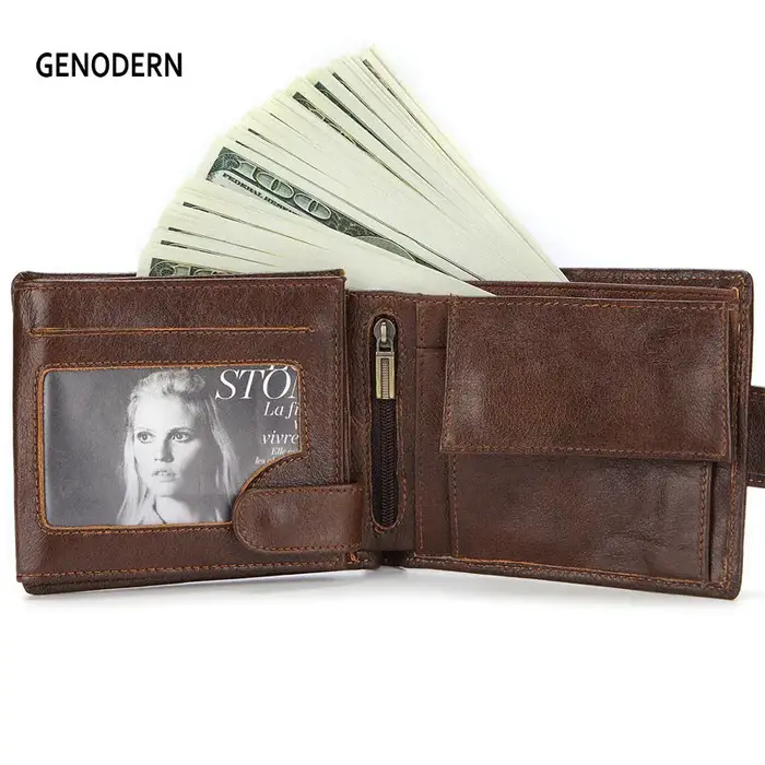 Portefeuille en cuir véritable pour homme