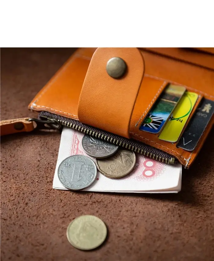 Zency – Mini portefeuille rétro en cuir de vache pour femmes