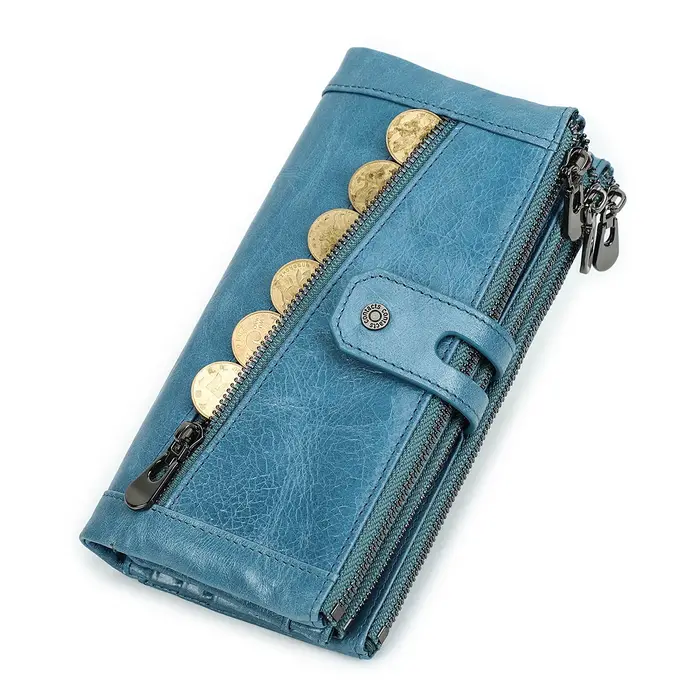CONTACT'S Long portefeuille hommes en cuir véritable pochette portefeuilles Rfid sac d'argent avec poche pour téléphone qualité porte-carte mâle porte-monnaie