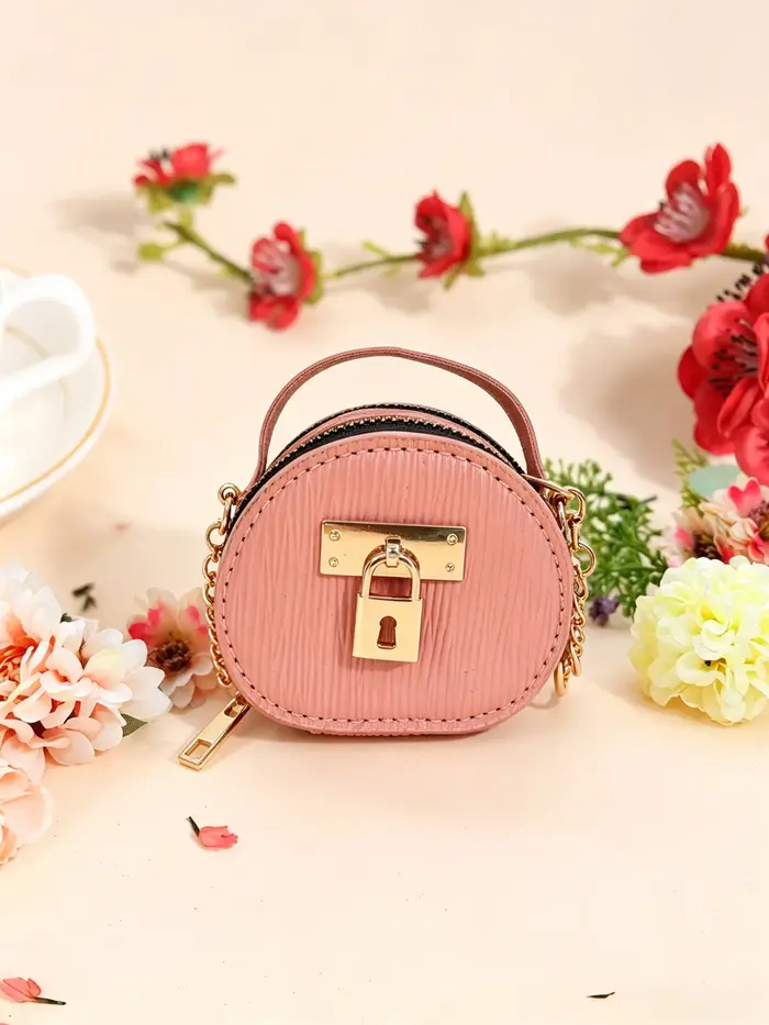 Mini sac de rangement en cuir de luxe avec porte-clés