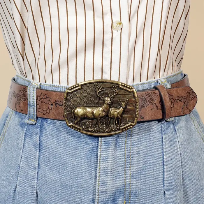 Ceinture Western Cowboy Street Style – Motif Animal sculpté