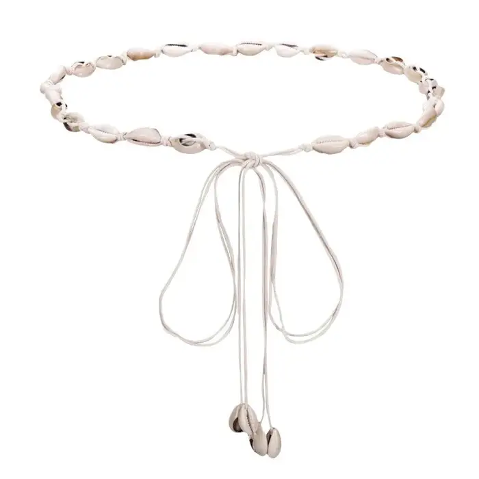 Ceinture fine en coquillage blanc pour femme