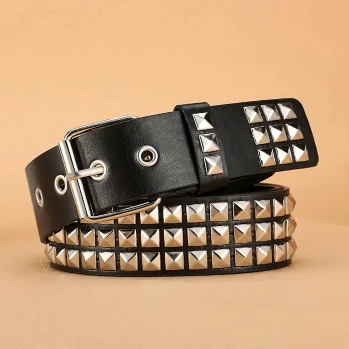 Ceinture à rivets en métal lourd pour femmes