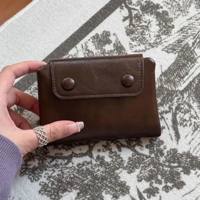 Portefeuille en cuir rétro pour femmes, porte-monnaie polyvalent, fermeture à glissière, Fre Sle Student Faion 2026, nouveau modèle coréen