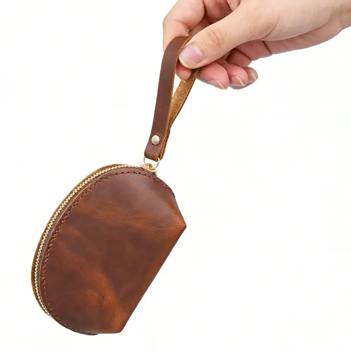 Porte-monnaie en cuir véritable - Mini portefeuille compact pour pièces de monnaie