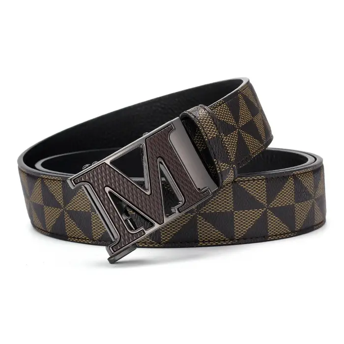 Ceinture en cuir pour hommes avec boucle automatique en métal