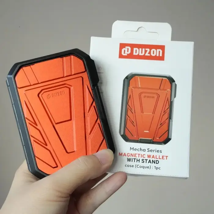 DUZON Armor portefeuille magnétique dur pour IPhone 17 16 Pro Max porte-carte détachable à 3 emplacements avec béquille en métal réglable