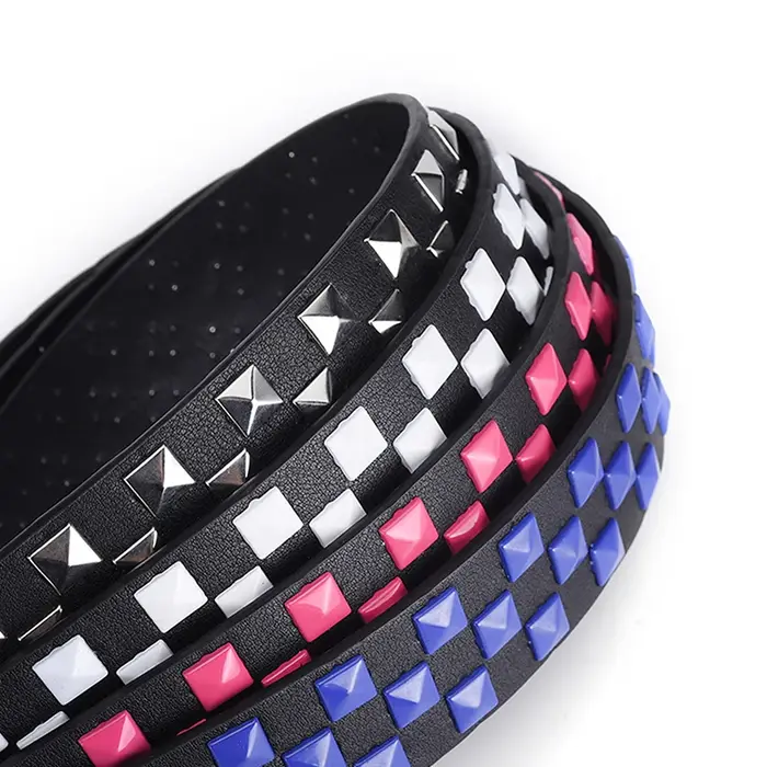 Ceinture punk unisexe en cuir PU 107CM avec rivets : style à carreaux droit de la scène hip-hop