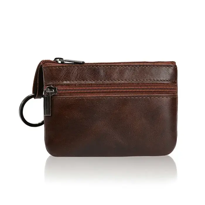 Porte-monnaie en cuir véritable pour homme et femme