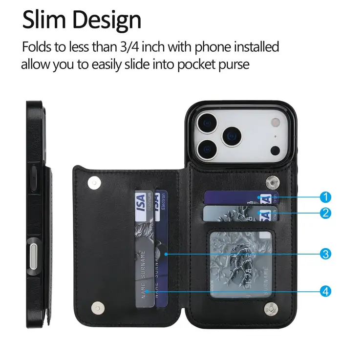 Étui portefeuille avec porte-carte pour iPhone 17/Air/17 Pro/17 Pro Max
