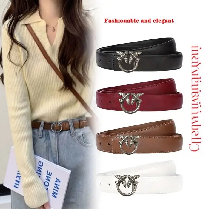 Ceinture en cuir véritable pour femme, design ajouré, ornée de motifs hirondelles, style ethnique, c