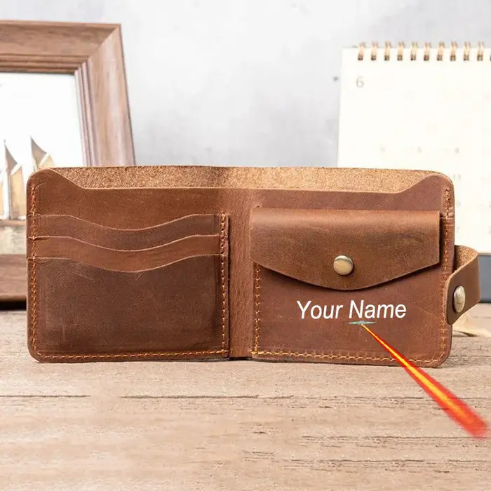 Portefeuille homme personnalisé en cuir véritable pour homme