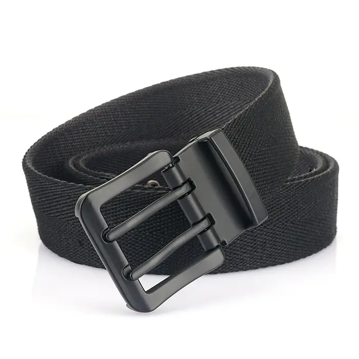 Ceinture réversible vintage pour hommes, boucle en alliage à double aiguille ceinture en toile soupl