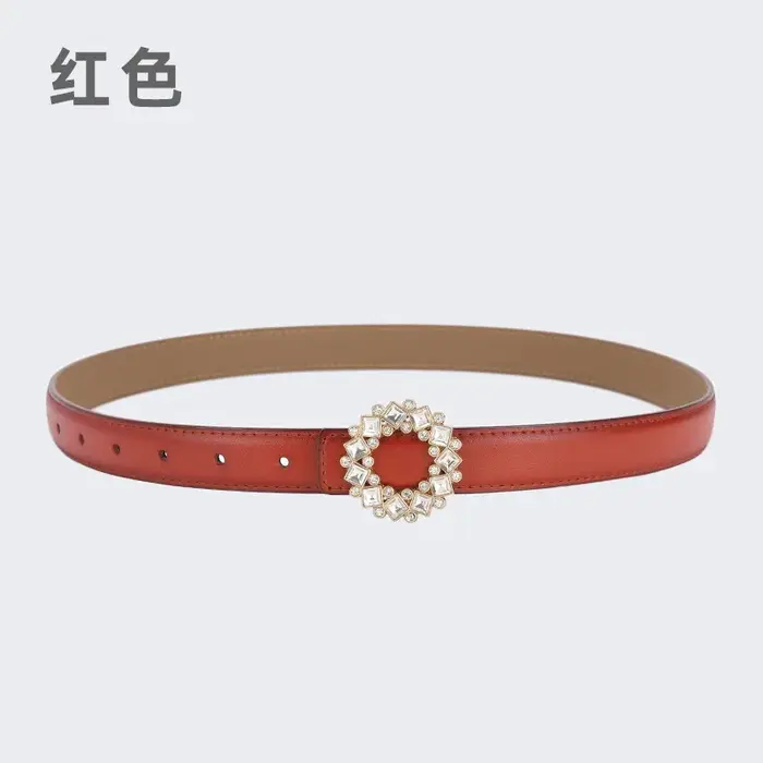 Ceinture fine pour femme incrustée de strass et de perles