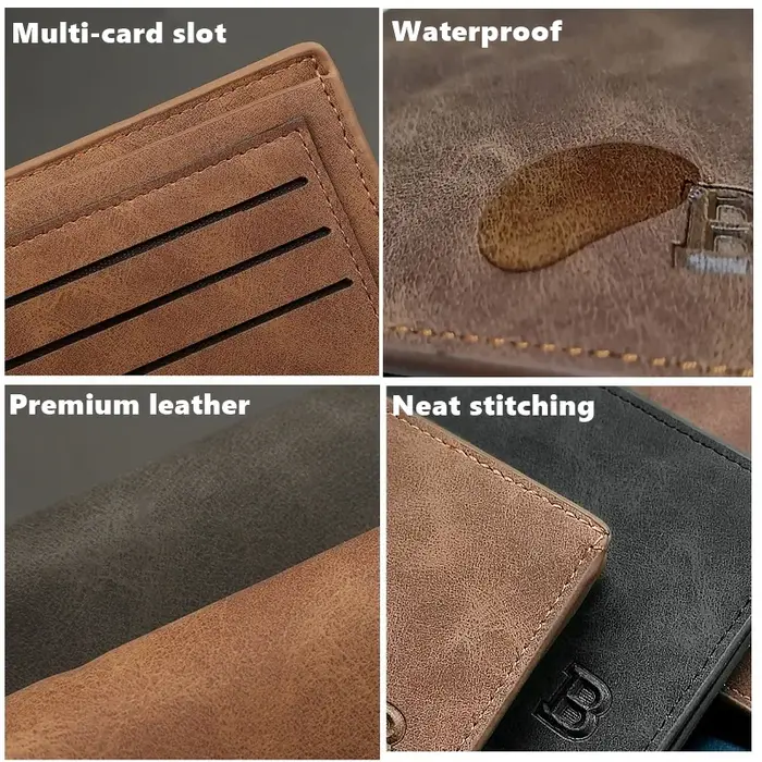 Petits portefeuilles en cuir rétro pour hommes
