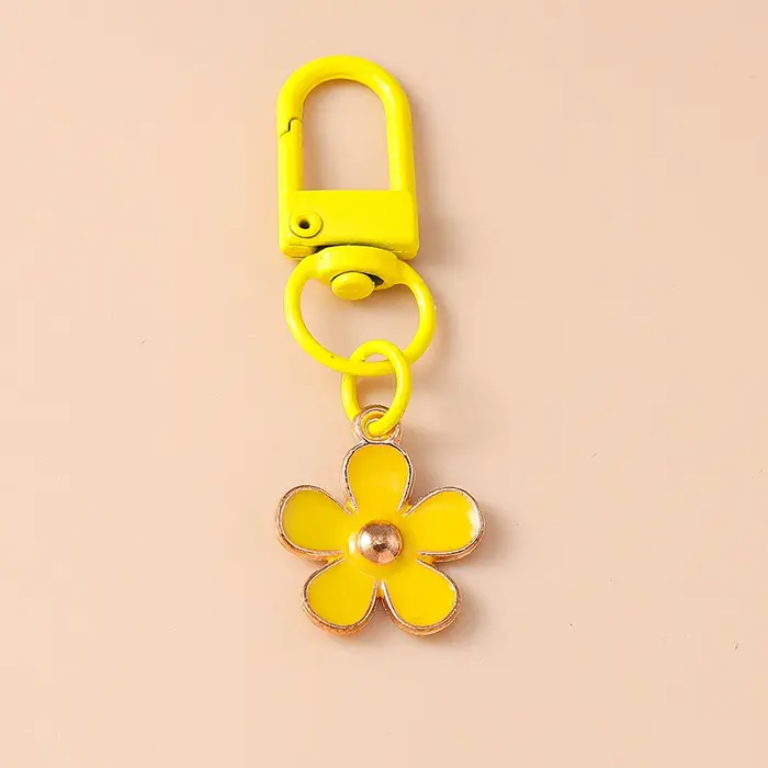 Porte-clés fleur en émail pour femmes et filles