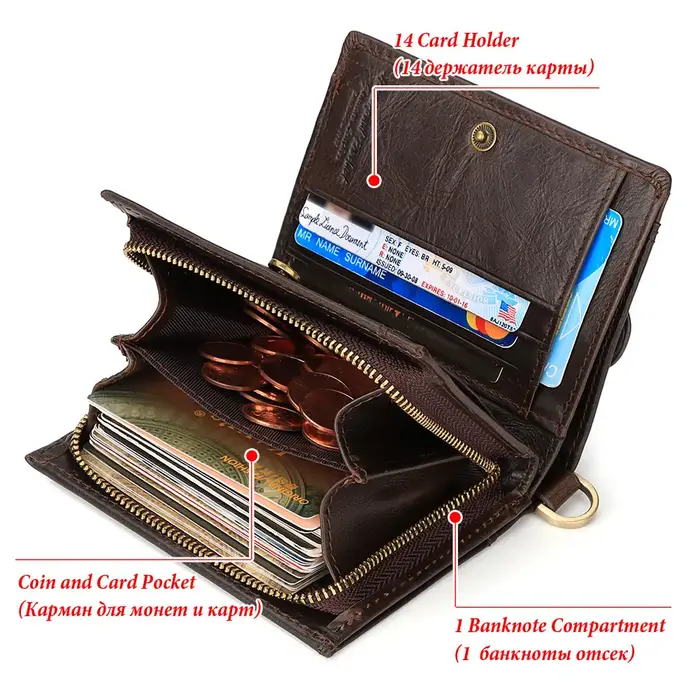 Portefeuille en cuir véritable pour hommes