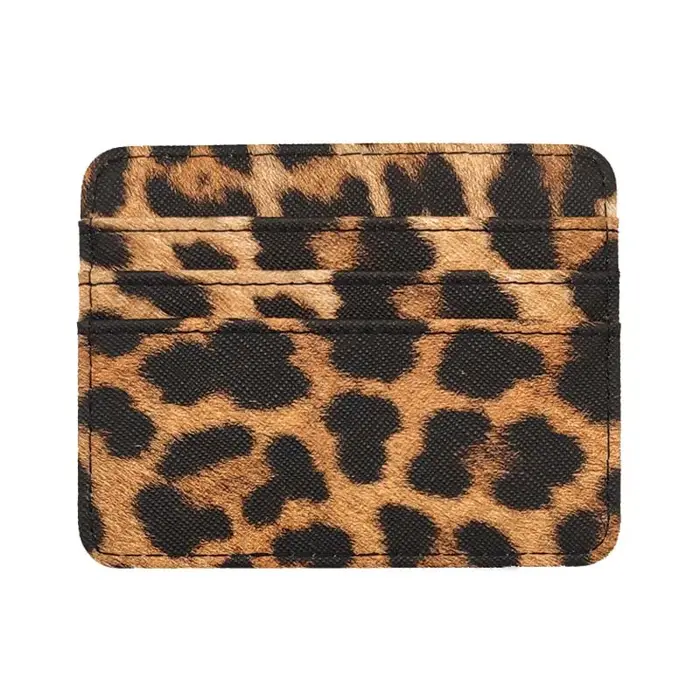 Mini porte-cartes en cuir PU à motif léopard pour hommes et femmes, porte-cartes bancaires, porte-ca
